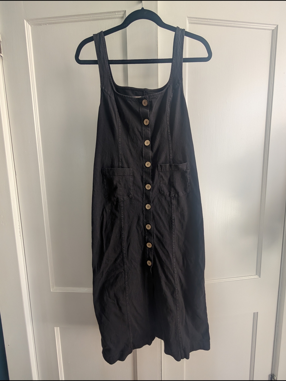 Free People Beach Black Button-Front Sleeveless Midi Dress